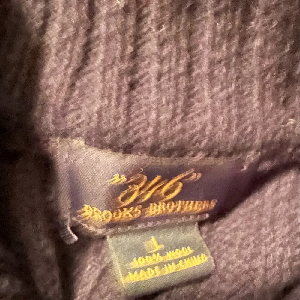 Brooks Brothers Ribbed Mock Neck Henley Wool Sweater Navy Large